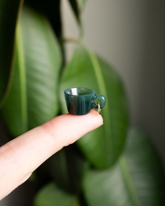 Moss Agate Hand Carved Mug Necklace