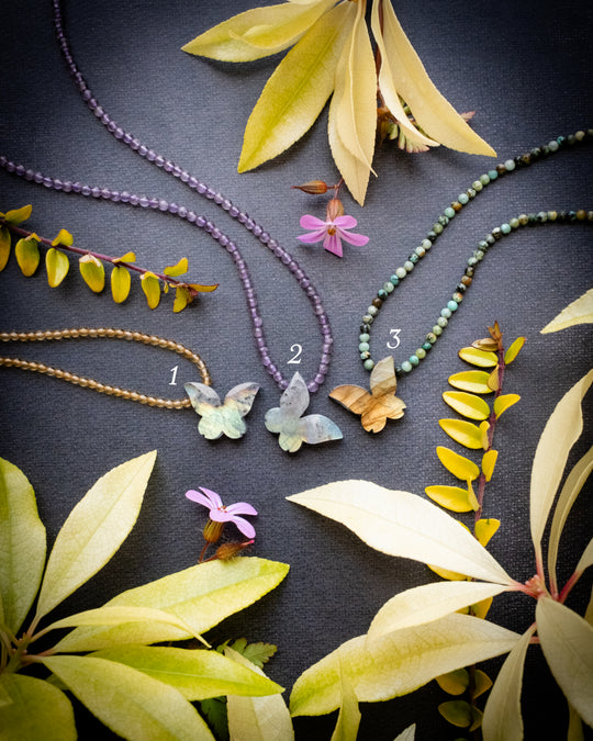 Labradorite Hand Carved Butterfly Beaded Necklace - The Healing Pear