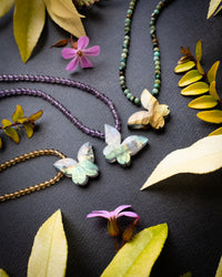 Labradorite Hand Carved Butterfly Beaded Necklace