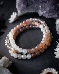 Multi Moonstone Round Bead Bracelet 6mm