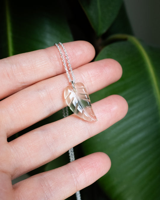 Natural Citrine Hand Carved Leaf Necklace - The Healing Pear
