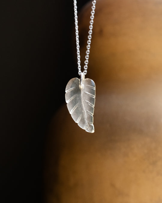 Natural Citrine Hand Carved Leaf Necklace - The Healing Pear