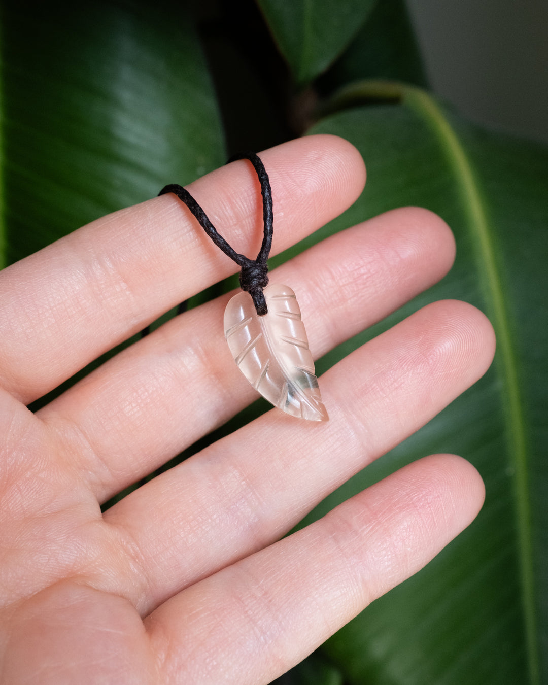 Natural Citrine Hand Carved Leaf Necklace - The Healing Pear