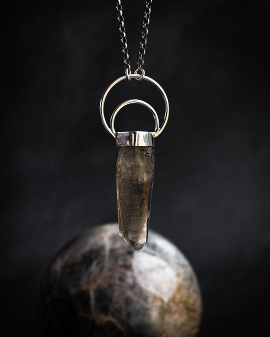 Natural Citrine Point Moon Bail Sterling Silver Necklace - The Healing Pear