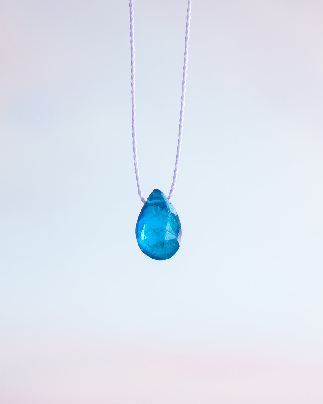 Neon Blue Apatite Vegan Silk Necklace - The Healing Pear
