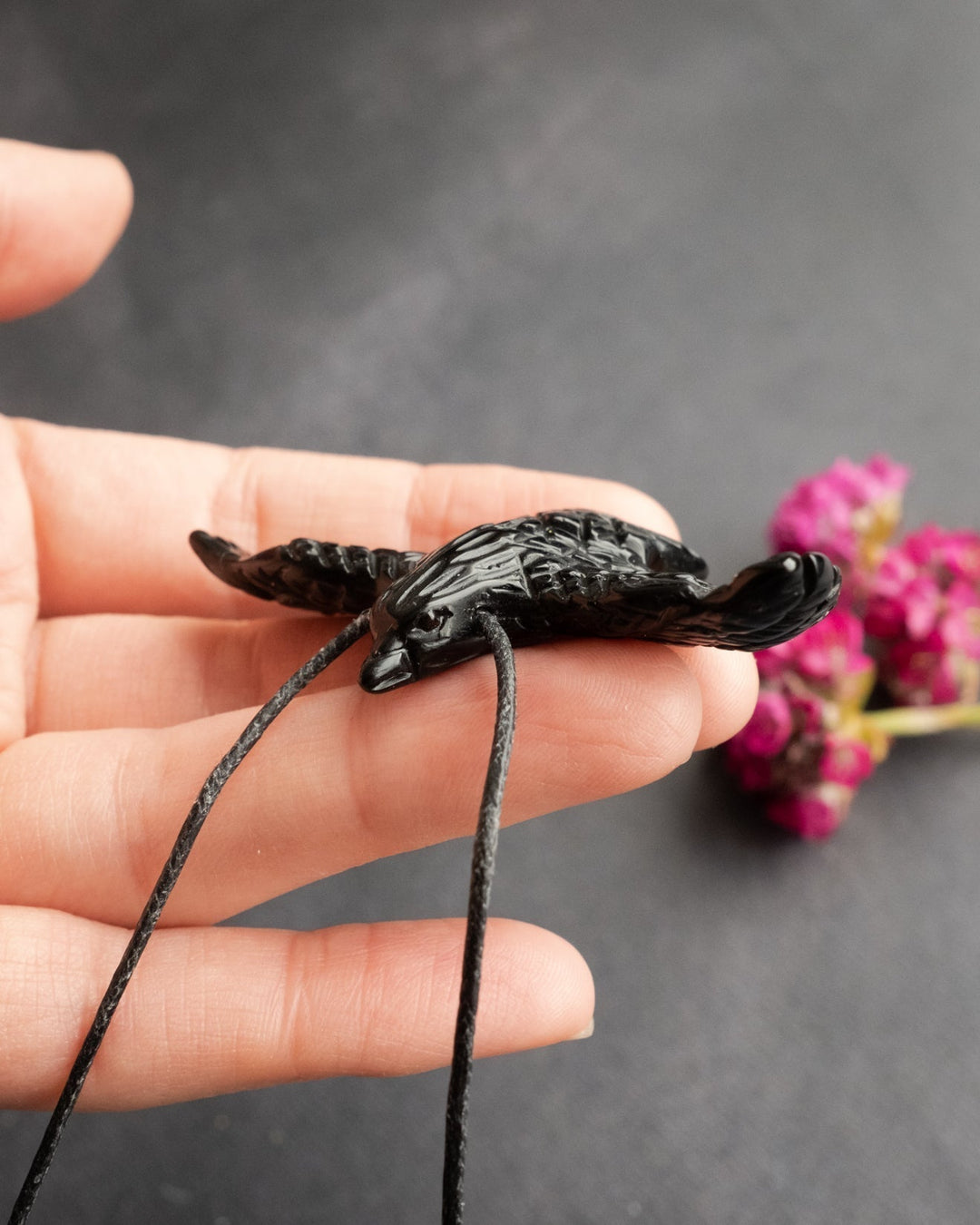 Obsidian Hand Carved Raven Necklace - The Healing Pear