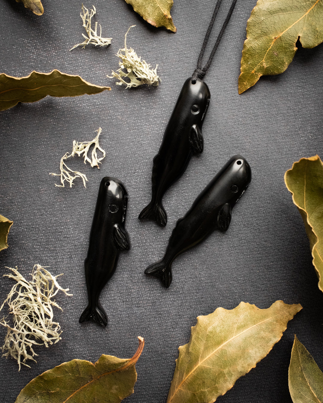 Obsidian Hand Carved Sperm Whale Necklace - The Healing Pear
