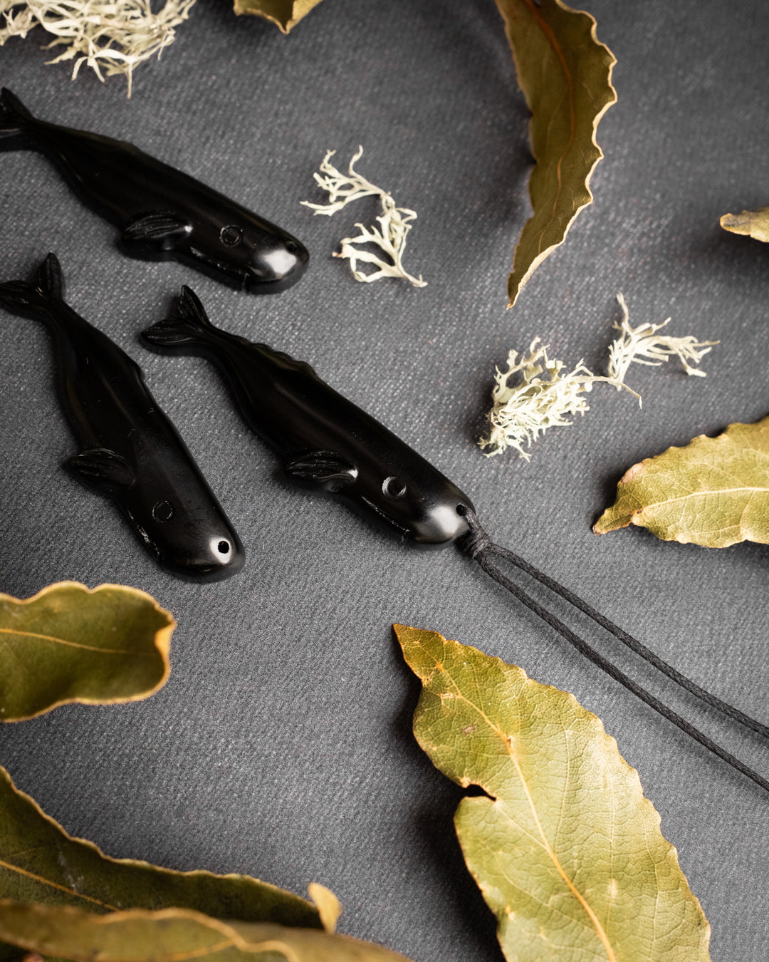 Obsidian Hand Carved Sperm Whale Necklace - The Healing Pear