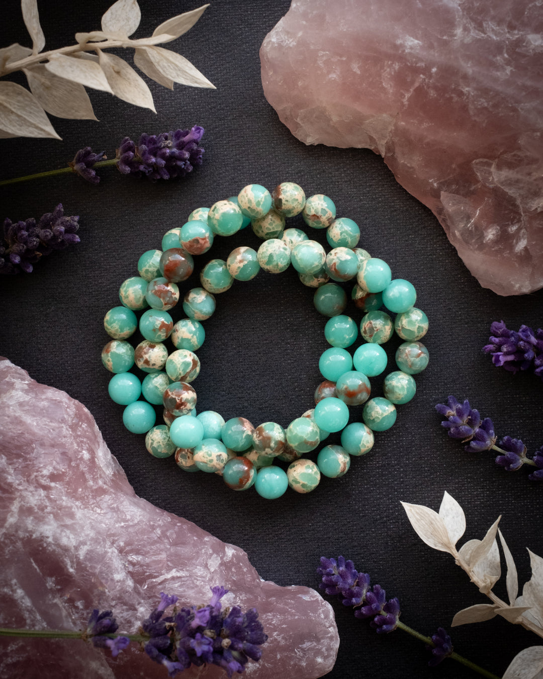 Ocean Imperial Jasper Round Bead Bracelet 8mm - The Healing Pear