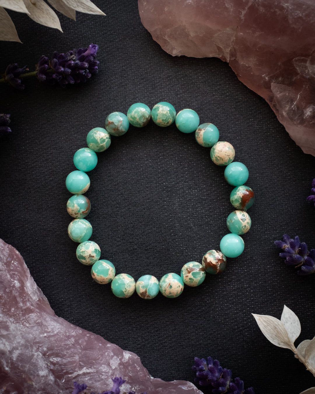 Ocean Imperial Jasper Round Bead Bracelet 8mm - The Healing Pear