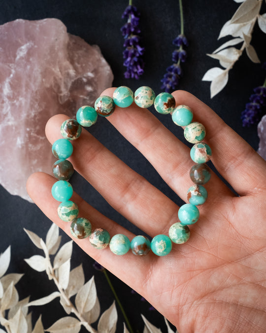 Ocean Imperial Jasper Round Bead Bracelet 8mm - The Healing Pear