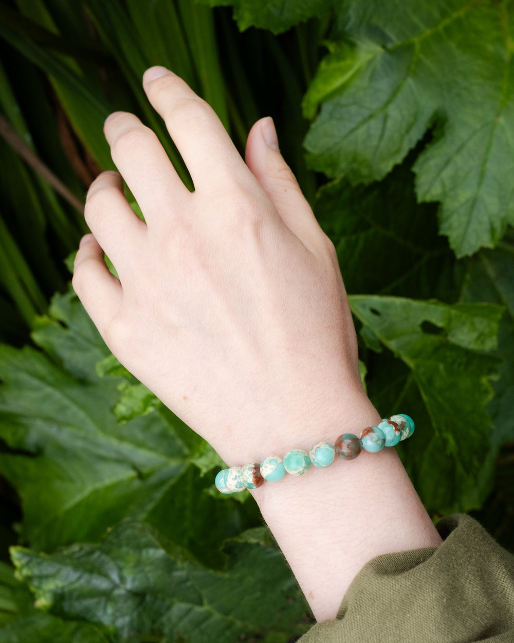 Ocean Imperial Jasper Round Bead Bracelet 8mm - The Healing Pear