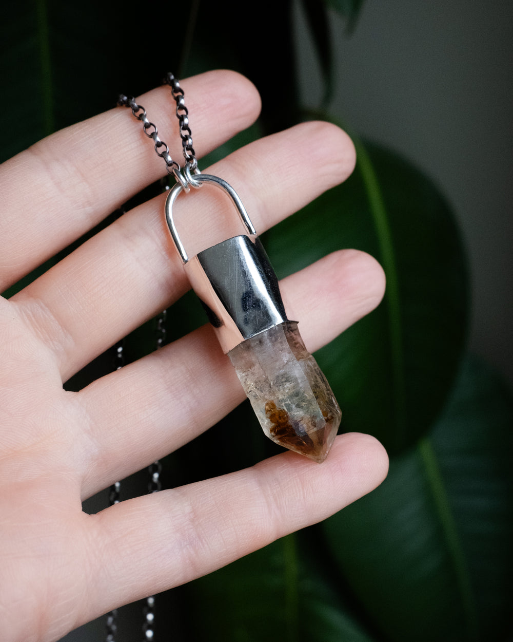 Petroleum Quartz Point Sterling Silver Necklace