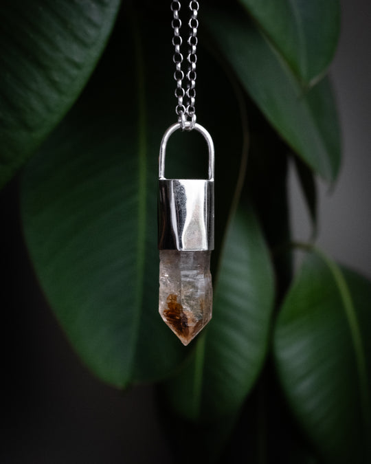 Petroleum Quartz Point Sterling Silver Necklace
