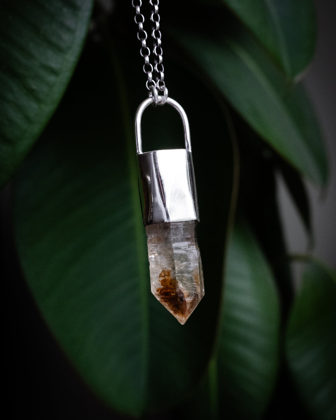 Petroleum Quartz Point Sterling Silver Necklace