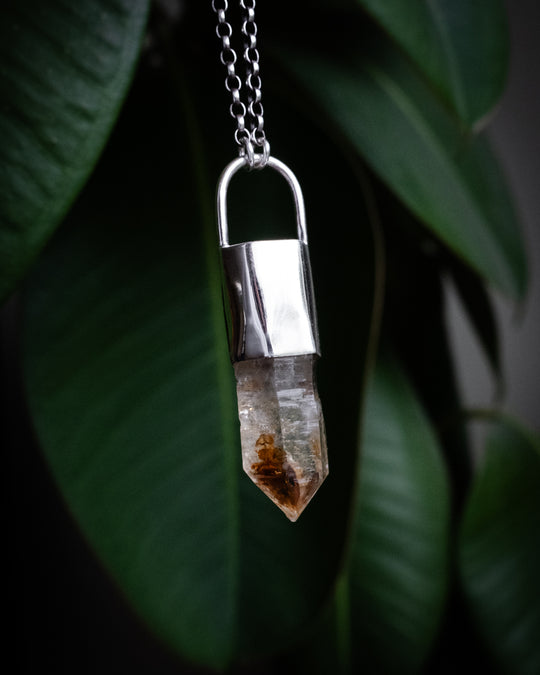Petroleum Quartz Point Sterling Silver Necklace