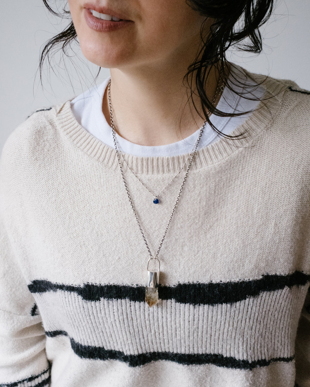 Petroleum Quartz Point Sterling Silver Necklace