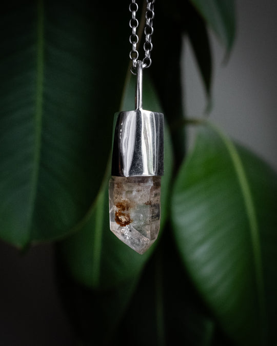 Petroleum Quartz Point Sterling Silver Necklace