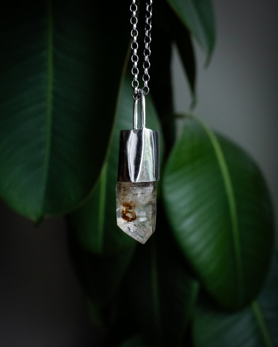 Petroleum Quartz Point Sterling Silver Necklace