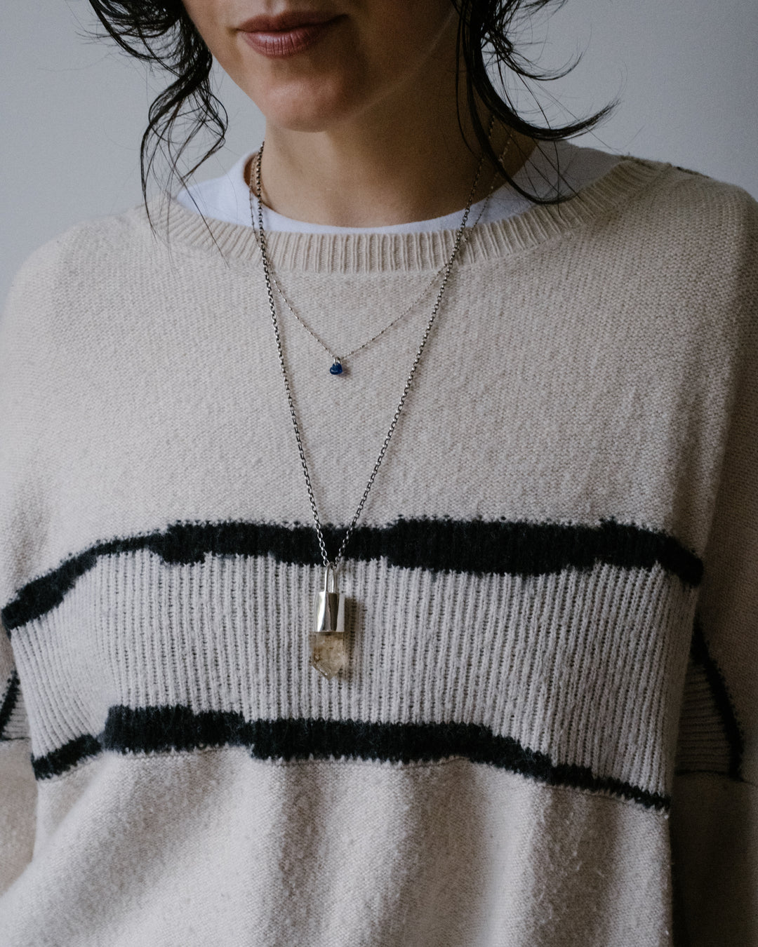 Petroleum Quartz Point Sterling Silver Necklace