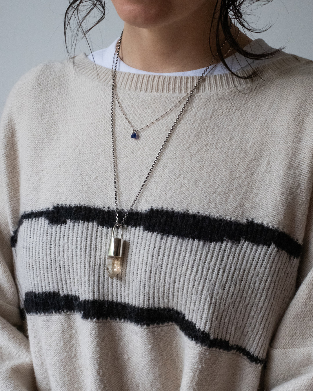 Petroleum Quartz Point Sterling Silver Necklace