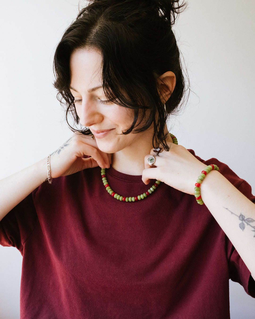 The Olive Beaded Candy Necklace