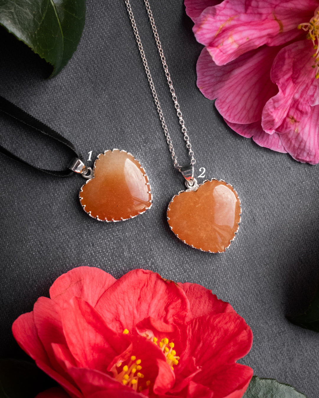 Orange Aventurine Heart Sterling Silver Gallery Necklace - The Healing Pear