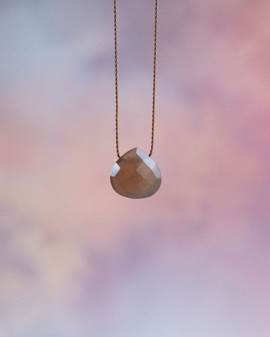 Chocolate Moonstone Vegan Silk Necklace
