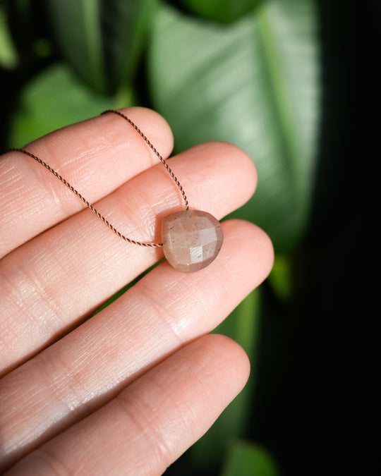 Chocolate Moonstone Vegan Silk Necklace