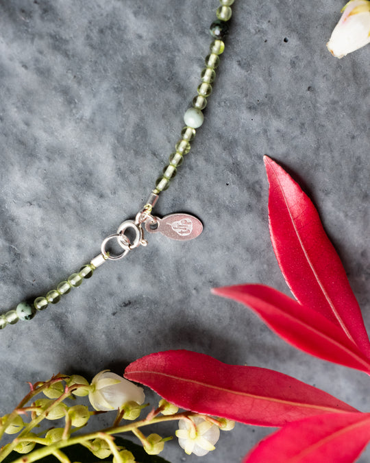 African Turquoise &amp; Peridot Beaded Satellite Necklace - The Healing Pear