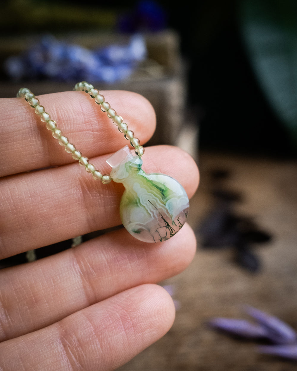 Potion for Springtime: Green Agate & Peridot Beaded Necklace - The Healing Pear