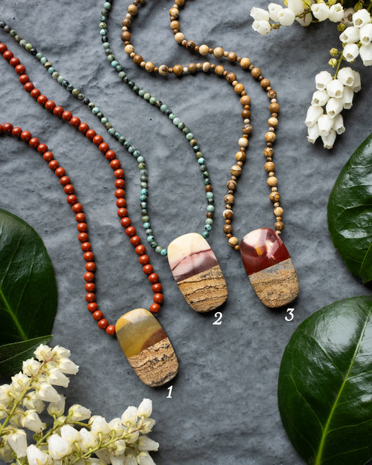 Mookaite Jasper, Picasso Jasper &amp; Black Onyx Beaded Necklace - The Healing Pear