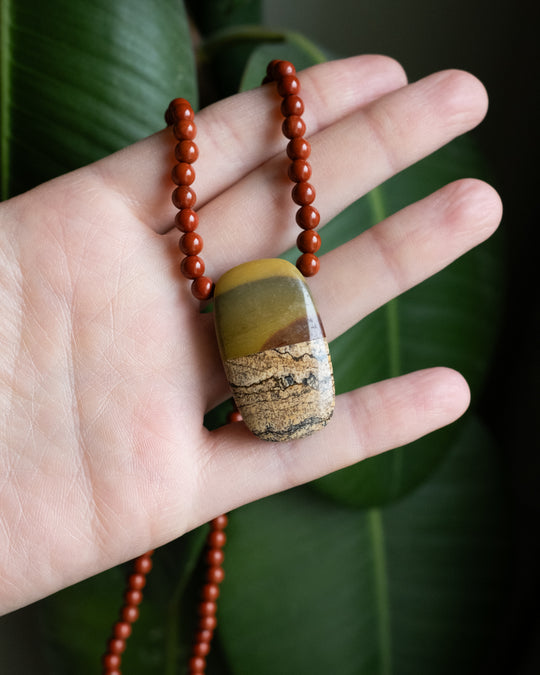 Mookaite Jasper, Picasso Jasper &amp; Black Onyx Beaded Necklace - The Healing Pear