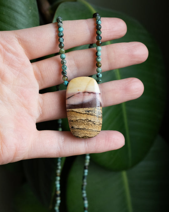 Mookaite Jasper, Picasso Jasper &amp; Black Onyx Beaded Necklace - The Healing Pear