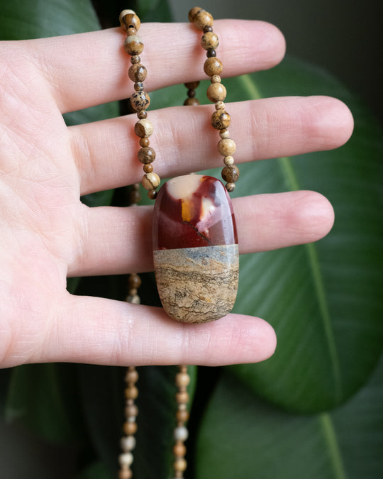 Mookaite Jasper, Picasso Jasper &amp; Black Onyx Beaded Necklace - The Healing Pear