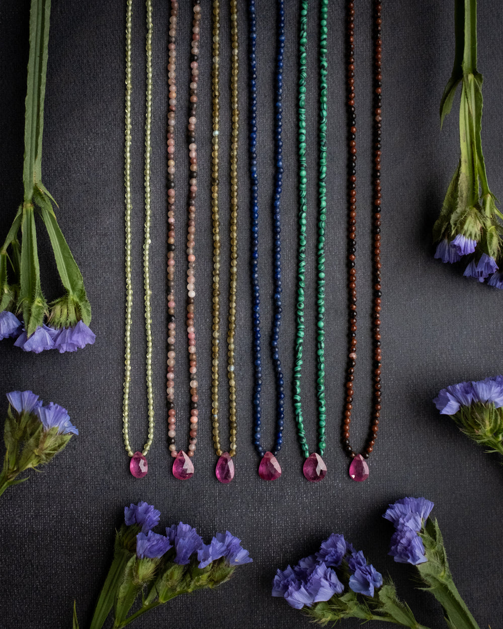 Pink Sapphire Beaded Necklace - The Healing Pear