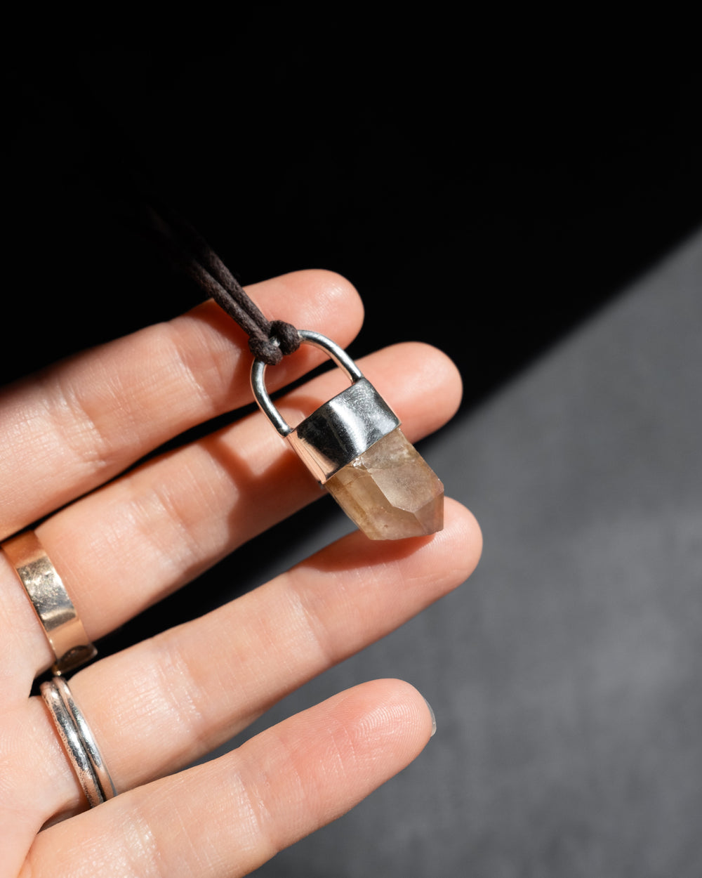 Golden Amethyst Point Sterling Silver Necklace - The Healing Pear