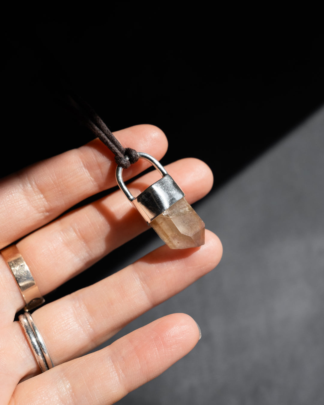 Golden Amethyst Point Sterling Silver Necklace - The Healing Pear
