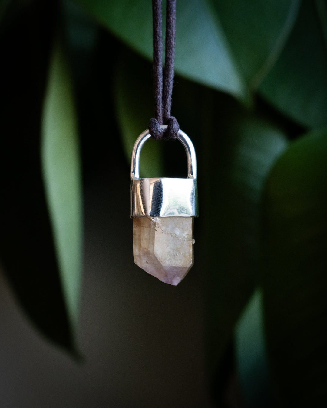 Golden Amethyst Point Sterling Silver Necklace - The Healing Pear