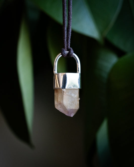 Golden Amethyst Point Sterling Silver Necklace - The Healing Pear