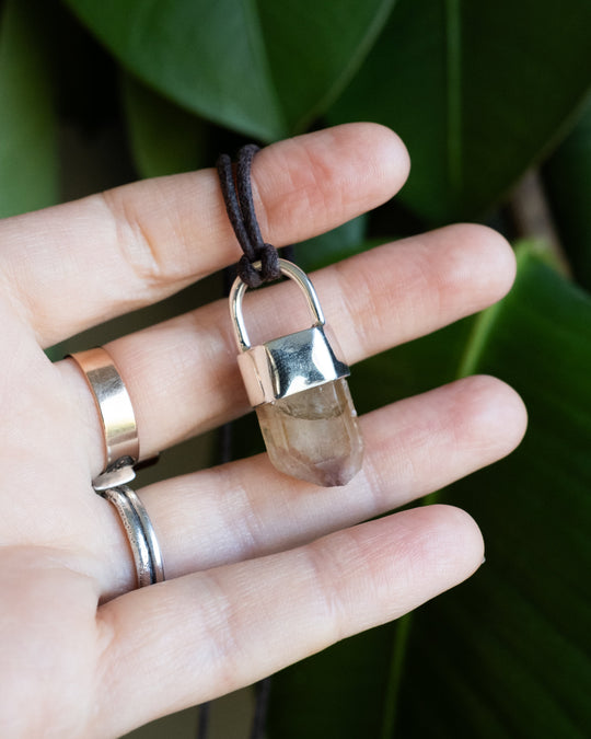 Golden Amethyst Point Sterling Silver Necklace - The Healing Pear