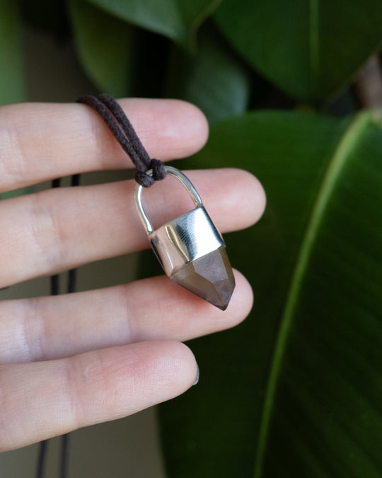 Golden Amethyst Point Sterling Silver Necklace - The Healing Pear