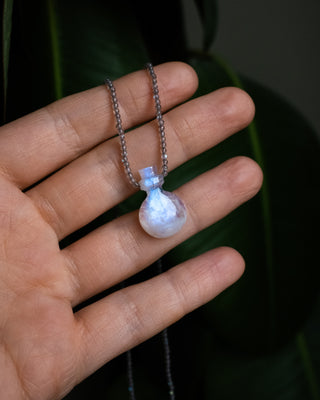 Potion for Lunar Guidance: Rainbow Moonstone & Labradorite Beaded Necklace