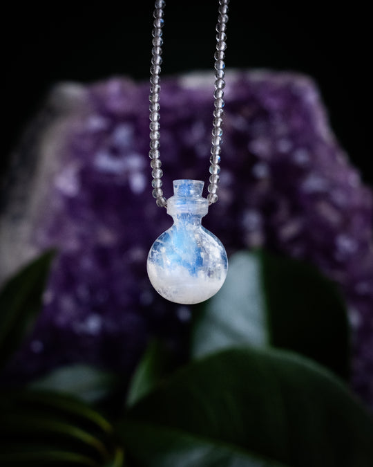 Potion for Lunar Guidance: Rainbow Moonstone & Labradorite Beaded Necklace