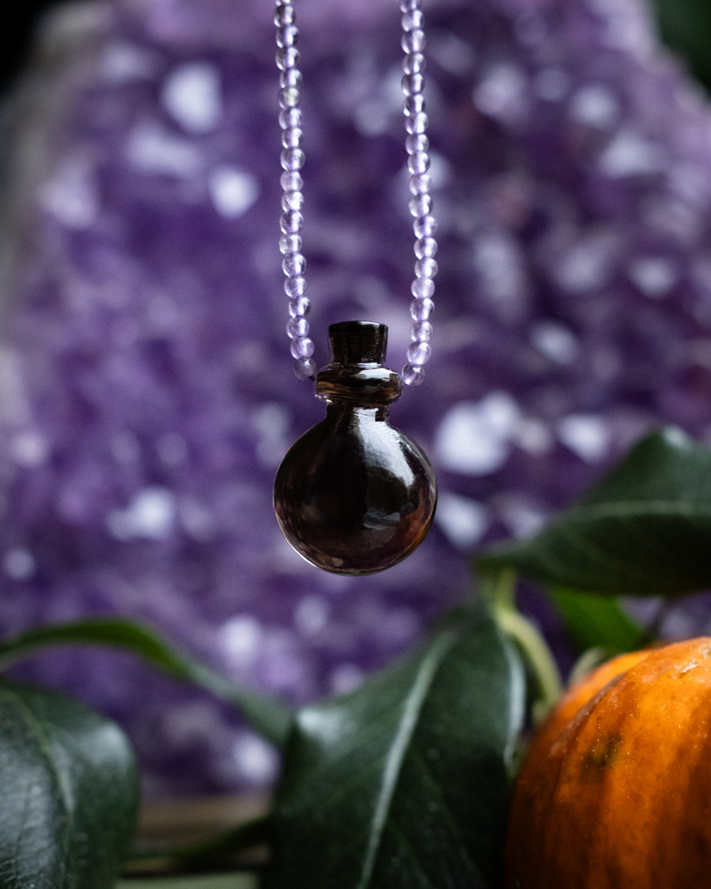 Potion for Rooted Wisdom: Amethyst & Smoky Quartz Beaded Necklace