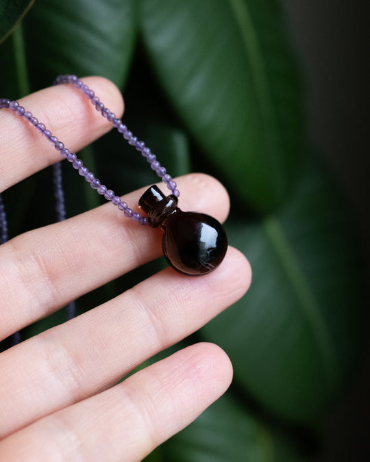 Potion for Rooted Wisdom: Amethyst & Smoky Quartz Beaded Necklace