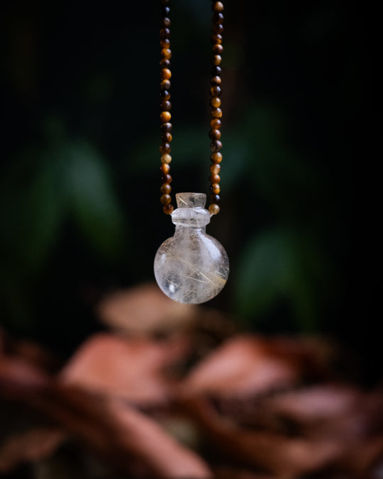 Potion for Clairvoyance: Rutilated Quartz & Tiger’s Eye Beaded Necklace
