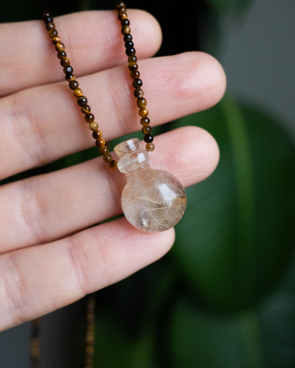 Potion for Clairvoyance: Rutilated Quartz & Tiger’s Eye Beaded Necklace