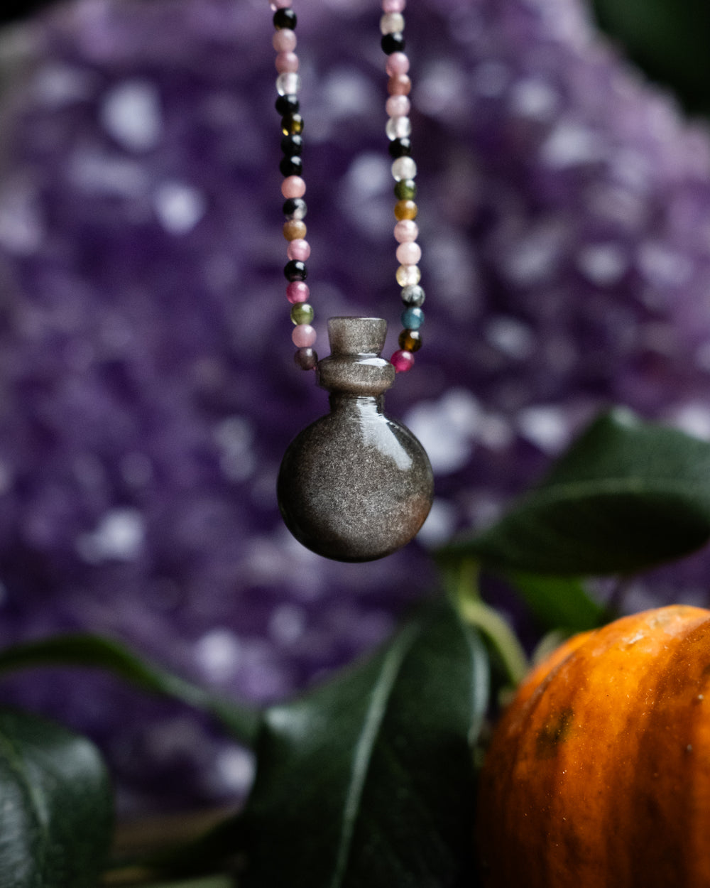 Potion for Protection & Clarity: Silver Sheen Obsidian & Multi Tourmaline Beaded Necklace
