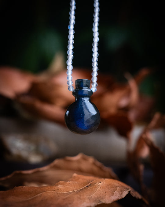 Potion for Lunar Guidance: Midnight Blue Labradorite & Moonstone Beaded Necklace